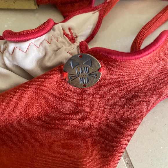 Gato Mia Bikini Ripple Red Adjustable Strap One Size - Picture 9 of 10